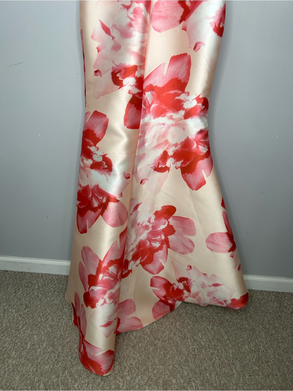 Mac Duggal Floral Satin High-Low Mermaid Formal Gown Sweetheart Neckline Size 10 - Picture 8 of 12
